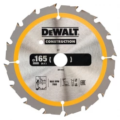 Lame De Scie Circulaire Bois ø 165 Mm Lame Scie Circulaire Dewalt DT1949-QZ Ø 165 Mm Alésage 20 Mm 24 Dents