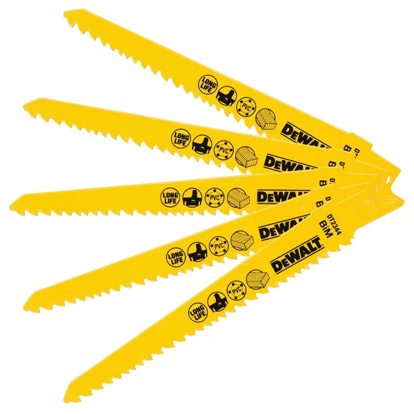 Lame De Scie Sabre Pour Le Bois Lame Scie Sabre Bois Plastique Dewalt DT2344-QZ BIM 152 Mm - Lot De 5 3 Lame De Scie Sabre Pour Le Bois Lame Scie Sabre Bois Plastique Dewalt DT2344-QZ BIM 152 Mm - Lot De 5