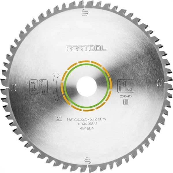 Lame De Scie Circulaire Bois ø 260 Mm Lame Universelle Festool HW 260X2.5X30 W60 494604 3 Lame De Scie Circulaire Bois ø 260 Mm Lame Universelle Festool HW 260X2.5X30 W60 494604