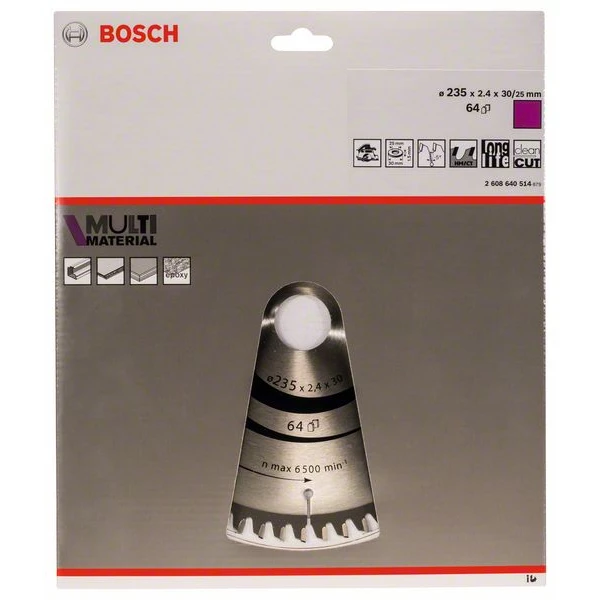 Ø 235 Mm Lame Scie Circulaire Bosch Multi-matériaux 235 Mm Alésage 30 Mm 64 Dents 4 Ø 235 Mm Lame Scie Circulaire Bosch Multi-matériaux 235 Mm Alésage 30 Mm 64 Dents – Image 2