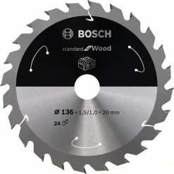 Lame De Scie Circulaire Bois ø 136 Mm Lame De Scie Circulaire Bosch Standard For Wood 136x20x1,5mm 24 Dents -Outil de coupe Soldes Boutique 682