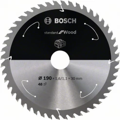 Lame De Scie Circulaire Bois ø 190 Mm Lame De Scie Circulaire Bosch Standard For Wood 190x30x1,6 Mm 48 Dents -Outil de coupe Soldes Boutique 7102