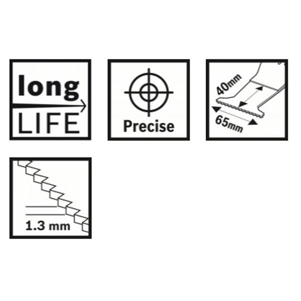 Lame Pour Outils Multifonction Lame Plongeante Bosch AII 65 APB Largeur 65 Mm Longueur 40 Mm Lot De 5 5 Lame Pour Outils Multifonction Lame Plongeante Bosch AII 65 APB Largeur 65 Mm Longueur 40 Mm Lot De 5 – Image 3