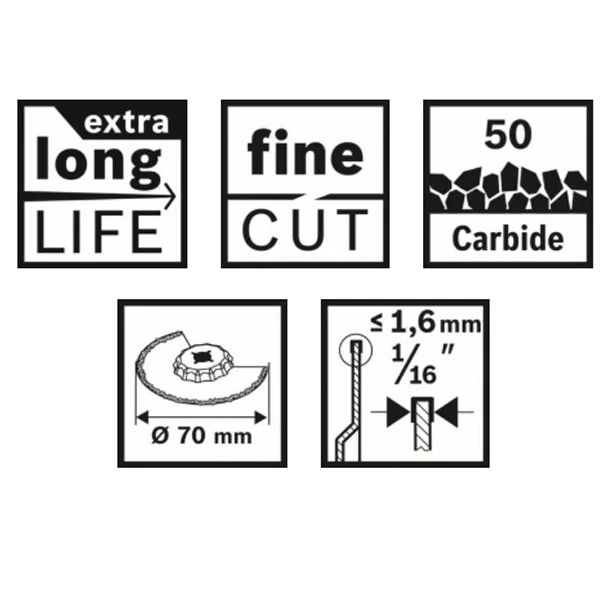 Lame Segment Fine Bosch à Concrétion Carbure ACZ 70 RT5 2608661692 4 Lame Segment Fine Bosch à Concrétion Carbure ACZ 70 RT5 2608661692 – Image 2