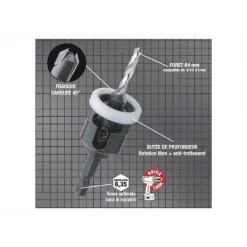 Forets Et Mèches à Bois Kit Terrasse Perçage Fraisage Spécial Bois Durs 4mm Diager 902D04 -Outil de coupe Soldes Boutique imageproduct350326