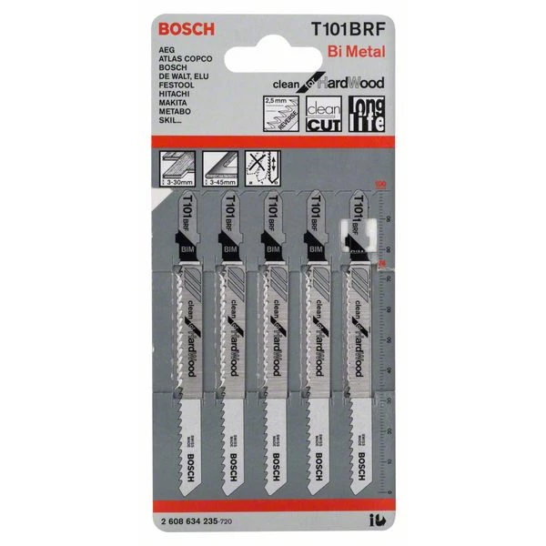 Lame De Scie Sauteuse Pour Le Bois Bosch Jeu De 5 Lames De Scie Sauteuse Bois Dur T 101 BRF : 2608634235 3 Lame De Scie Sauteuse Pour Le Bois Bosch Jeu De 5 Lames De Scie Sauteuse Bois Dur T 101 BRF : 2608634235