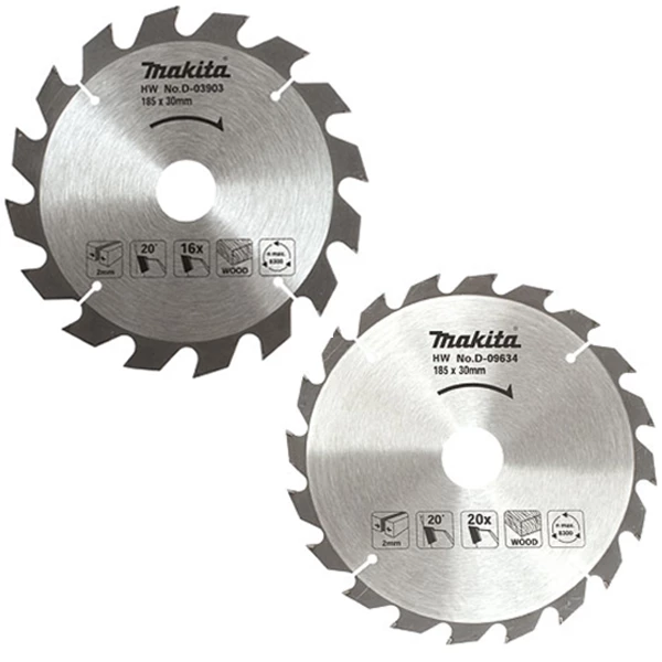 Lame De Scie Circulaire Bois ø 185 Mm 2 Lames Makita Carbure Standard Bois 16 Et 20 Dents D-20052 4 Lame De Scie Circulaire Bois ø 185 Mm 2 Lames Makita Carbure Standard Bois 16 Et 20 Dents D-20052 – Image 2
