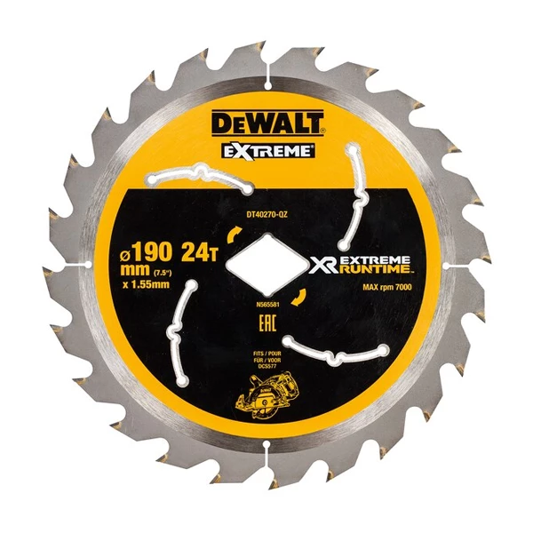 Lame De Scie Circulaire Bois ø 190 Mm Lame De Scie Circulaire Portative Dewalt DT40270-QZ - Diamètre 190 Mm - Alésage Losange - 24 Dents 4 Lame De Scie Circulaire Bois ø 190 Mm Lame De Scie Circulaire Portative Dewalt DT40270-QZ - Diamètre 190 Mm - Alésage Losange - 24 Dents – Image 2