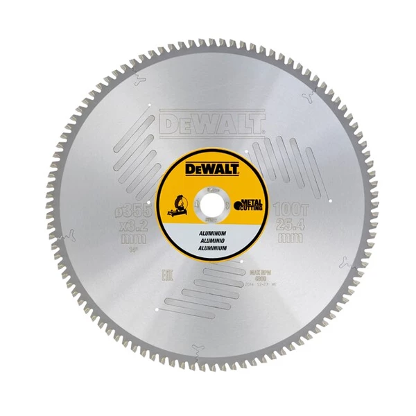 Lame De Scie Circulaire Métal ø 315 Mm Et Plus Lame De Scie Circulaire Stationnaire 355x25.4mm 100 Dents TCG/aluminium - Dewalt 6 Lame De Scie Circulaire Métal ø 315 Mm Et Plus Lame De Scie Circulaire Stationnaire 355x25.4mm 100 Dents TCG/aluminium - Dewalt – Image 4