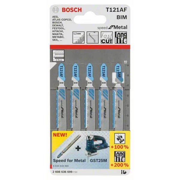 Lame De Scie Sauteuse Pour Le Métal Lame Scie Sauteuse Bosch T 121 AF Speed For Metal Jeu De 5 Lames 4 Lame De Scie Sauteuse Pour Le Métal Lame Scie Sauteuse Bosch T 121 AF Speed For Metal Jeu De 5 Lames – Image 2