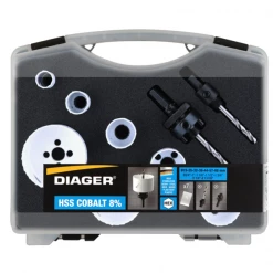 Coffret De Scie Cloche Mallette 9 Pièces Scie-cloche HSS Bimétal 8% Cobalt Et 2 Pilotes - Spécial Plombier - Diager