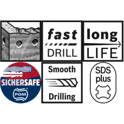 Foret Béton Et Burin Sds+ Foret Sds Plus Béton Bosch Pour Perforateur à Percussion 1618596263 10 Foret Béton Et Burin Sds+ Foret Sds Plus Béton Bosch Pour Perforateur à Percussion 1618596263 -Outil de coupe Soldes Boutique plus5