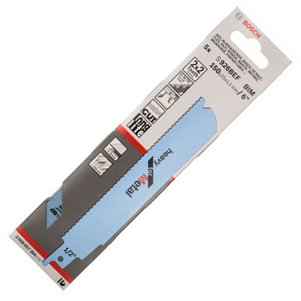 Lame De Scie Sabre Pour Le Métal Lame Scie Sabre Métal - Bosch S926BEF Heavy Metal - 150x25x1,1mm - Lotx5 5 Lame De Scie Sabre Pour Le Métal Lame Scie Sabre Métal - Bosch S926BEF Heavy Metal - 150x25x1,1mm - Lotx5 – Image 3